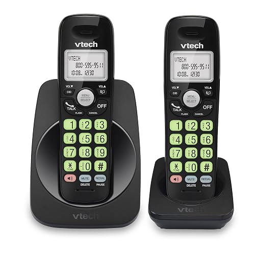 VTech - Teléfono inalámbrico con 2 teléfonos DECT 6.0, Altavoz dúplex Completo, visualización iluminada, Teclado retroiluminado, identificación de Llamadas/Llamada en Espera, Control de Volumen