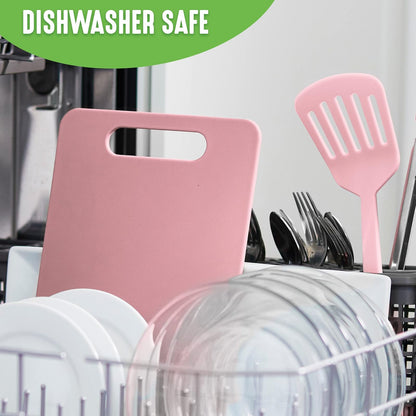 GreenLife - Juego de 2 tablas de cortar para cocina, apto para lavaplatos, extra duradero, rosa suave