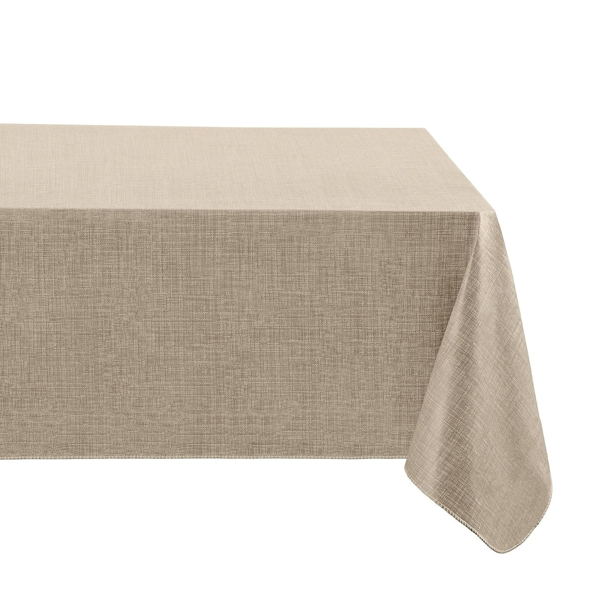 Elrene Home Fashions Monterey - Mantel de Vinilo Inspirado en Lino Resistente al Agua y a Las Manchas con Respaldo de Franela, 60 x 120 Pulgadas, Rectangular, Gris Pardo