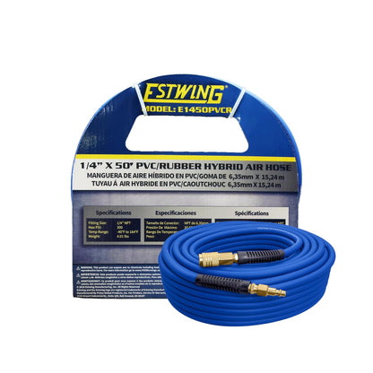 Estwing Manguera de Aire Híbrida PVC/Goma con Accesorios de Latón - 1 - 4" x 50’ - Manguera de aire