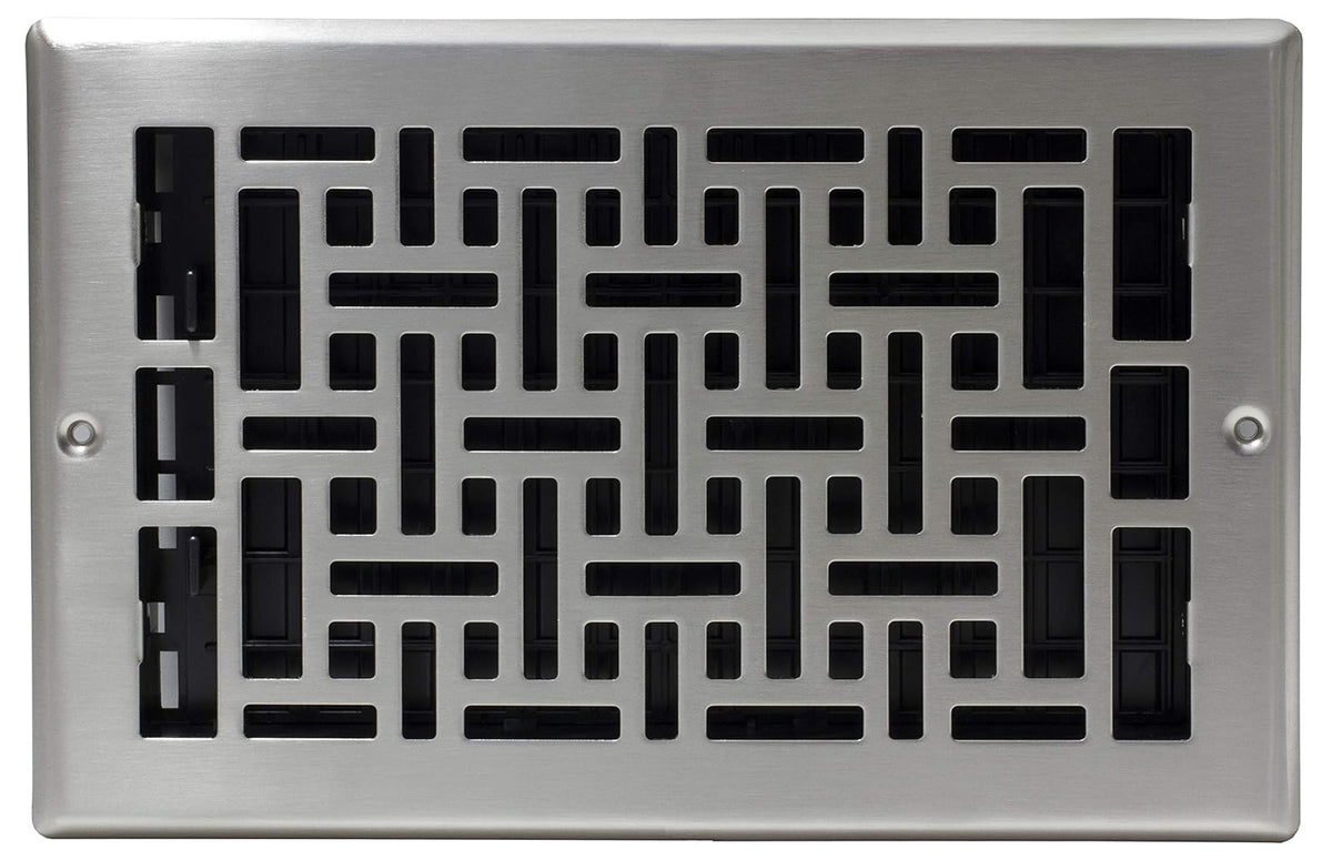 Decor Grates - Registro, diseño oriental, Acabado cepillo níquel (Brushed Nickel Finish)