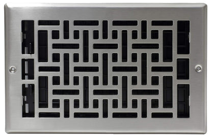 Decor Grates - Registro, diseño oriental, Acabado cepillo níquel (Brushed Nickel Finish)