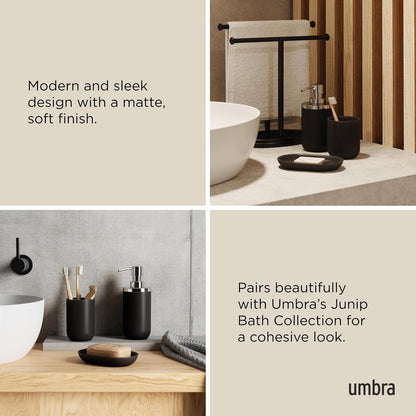 Umbra Junip Vaso para baño | Construcción de vidrio con peso, sostiene cepillos de dientes o agua de enjuague, tamaño ecológico, colección de