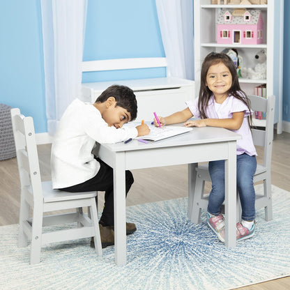 Melissa & Doug Mesa y 2 Sillas de Madera, Muebles Infantiles, Color Gris