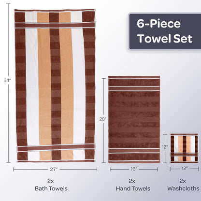 Lavish Home - Juego de toallas Oakville 67-0023-T, terciopelo, chocolate, 6 piezas