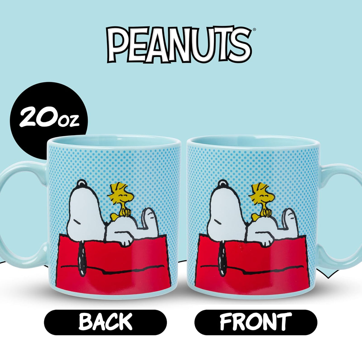 Snoopy Peanuts Woodstock House - Taza de cerámica (567 ml), color azul