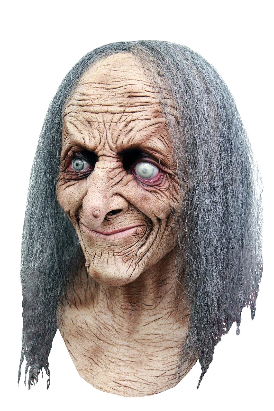 Hagatha, Máscara de Bruja Vieja Vidente de Miedo, Disfraz de Hechicera Viejita Aniciana Ideal para Halloween y Fiestas de Disfraces