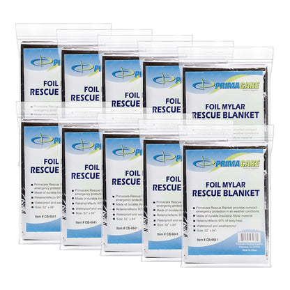 Primacare CB-6841-CS Emergency Foil Mylar Thermal Blanket, 82" Length x 54" Width (Pack of 10)