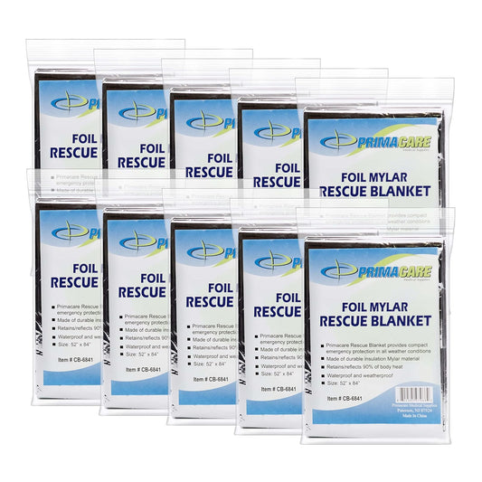 Primacare CB-6841-CS Emergency Foil Mylar Thermal Blanket, 82" Length x 54" Width (Pack of 10)