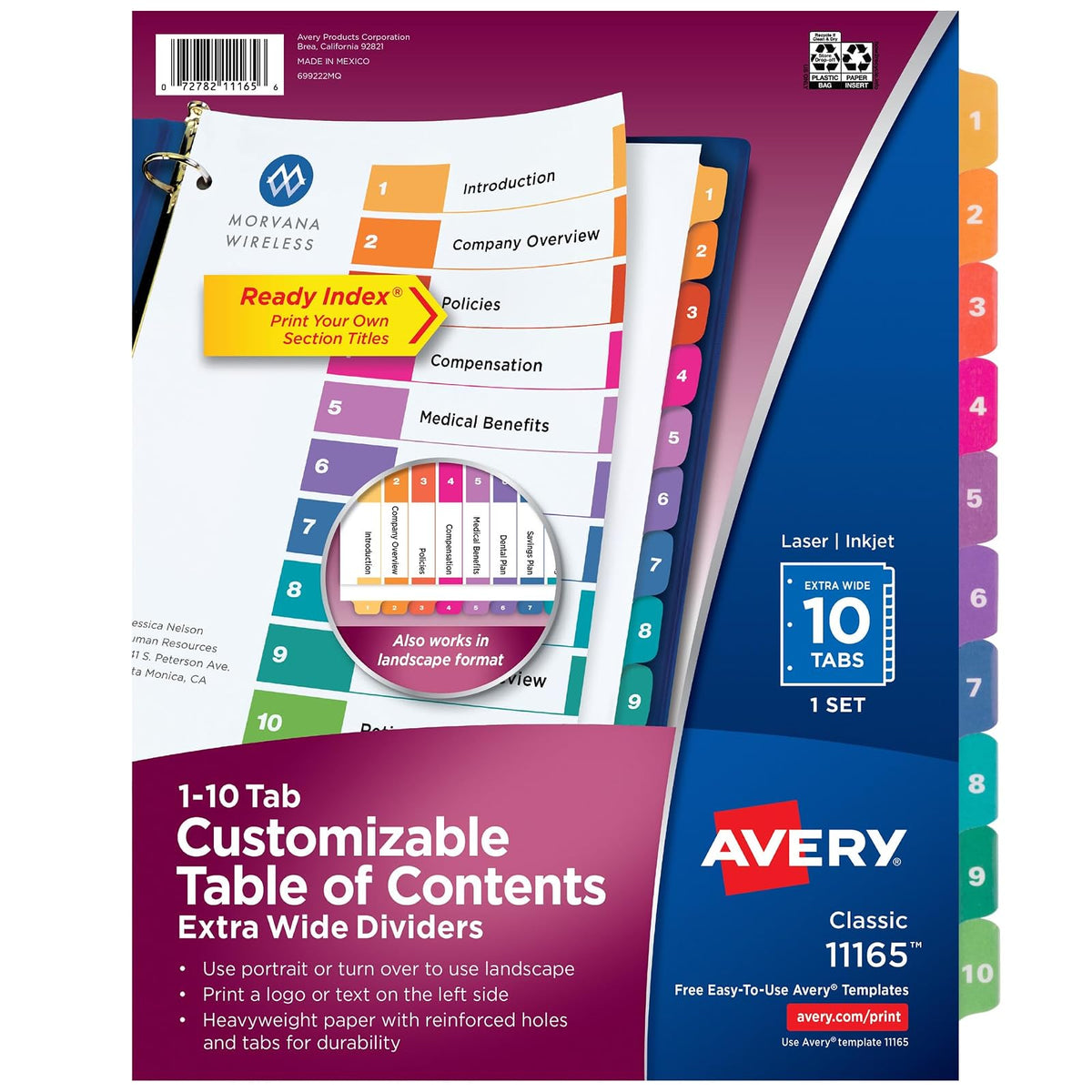 Avery 11165 divider - Divisor (241.3, 279.4, Multi)