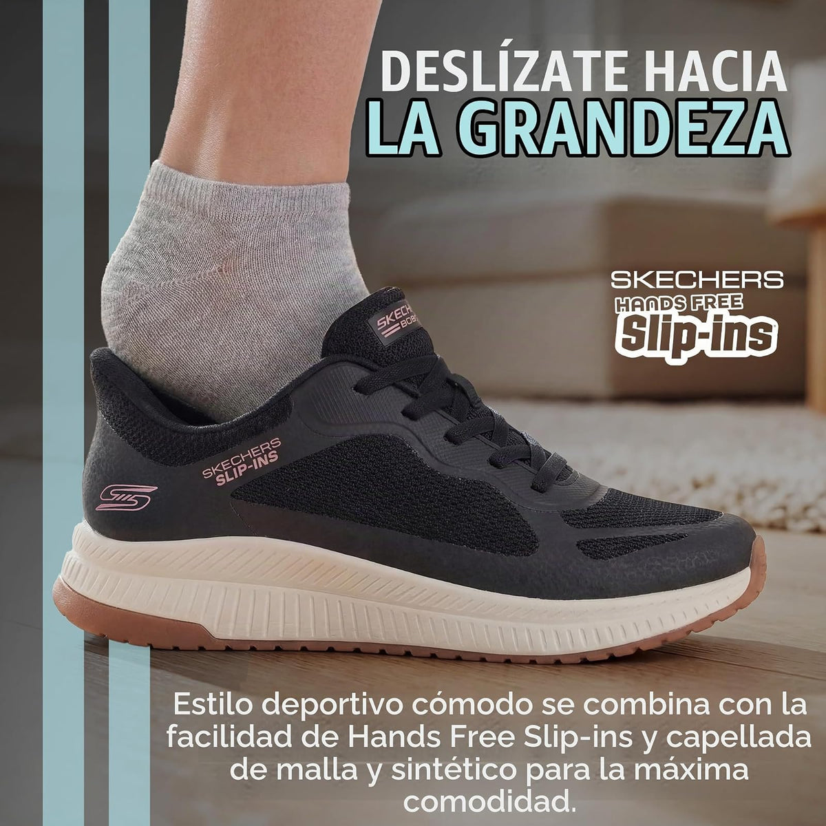 Skechers - Tenis sin Cordones Bobs Squad con Aspecto de 4 Grapas para Mujer
