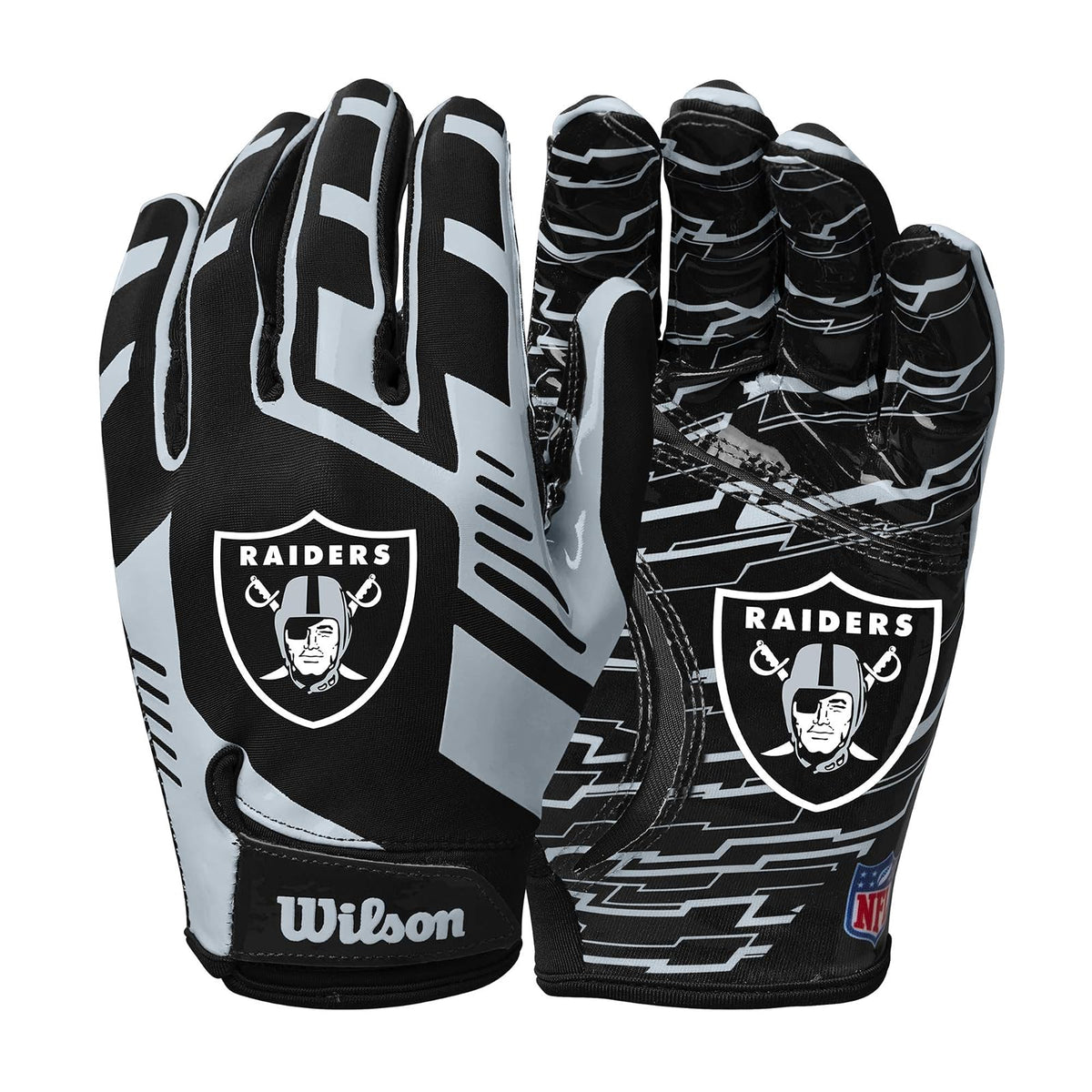 Wilson NFL Guantes Receptores de Fútbol Americano - Raiders de Las Vegas - Juvenil