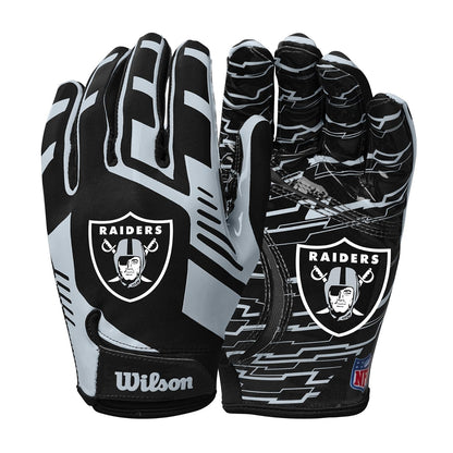 Wilson NFL Guantes Receptores de Fútbol Americano - Raiders de Las Vegas - Juvenil