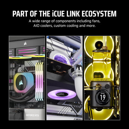 Corsair iCUE Link LX140-R RGB 140mm Ventilador Inverso PWM – Ventilador Único – Bajo Nivel de Ruido, Cojinete de Cúpula Magnética, Lazos de Luz Duales, Tornillos QuikTurn™, Cero RPM – Blanco