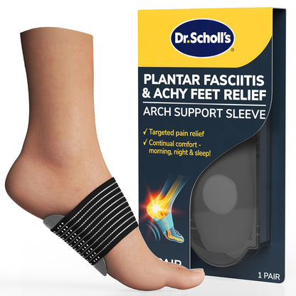 Dr. Scholl's - Manga de soporte de arco para alivio de fascitis plantar y pies dolorosos, soporte de arco acolchado, banda de compresión, inserto de almohadilla de espuma, suela antideslizante, uso