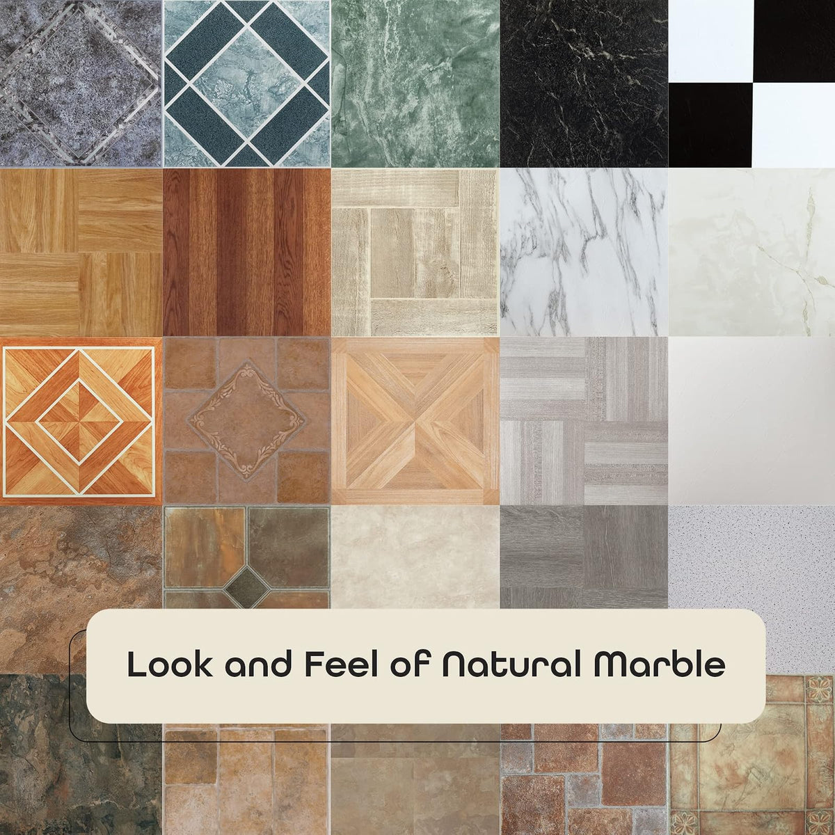 Tivoli - Azulejos de vinilo autoadhesivos, 45 azulejos, 12 x 12 pulgadas, mosaico, despegar y pegar, suelos de bricolaje para cocina, comedor, dormitorios, sótanos y baños de Achim Home Decor