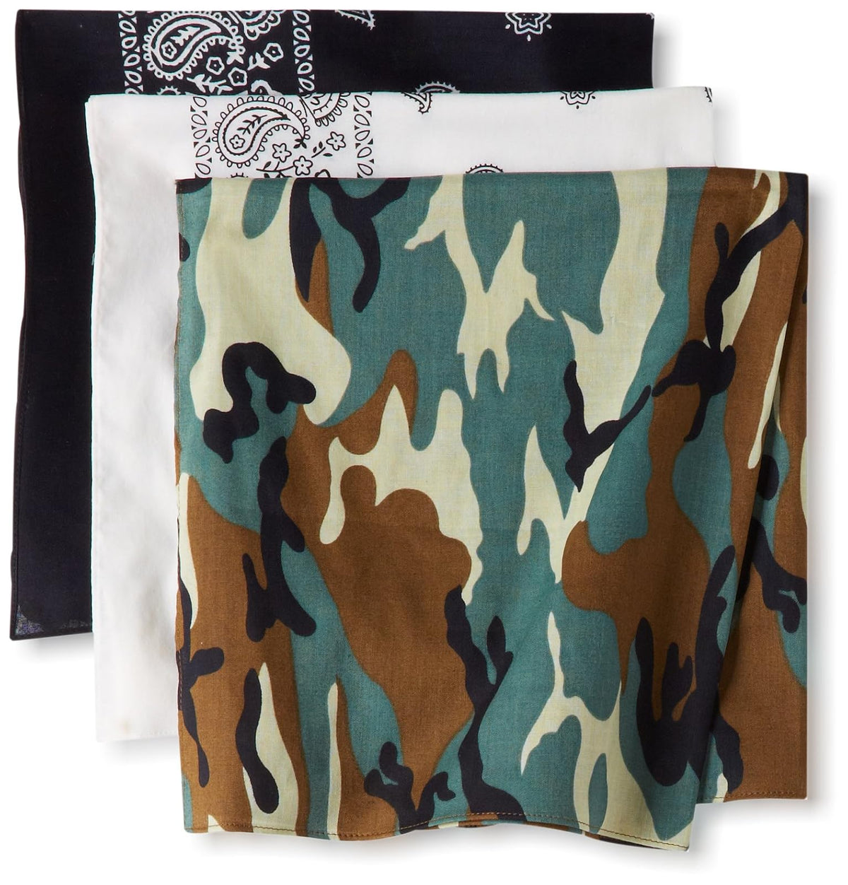 Levi's - Pañuelo, Hombres - Pack 3 - Negro - Blanco - Camuflaje