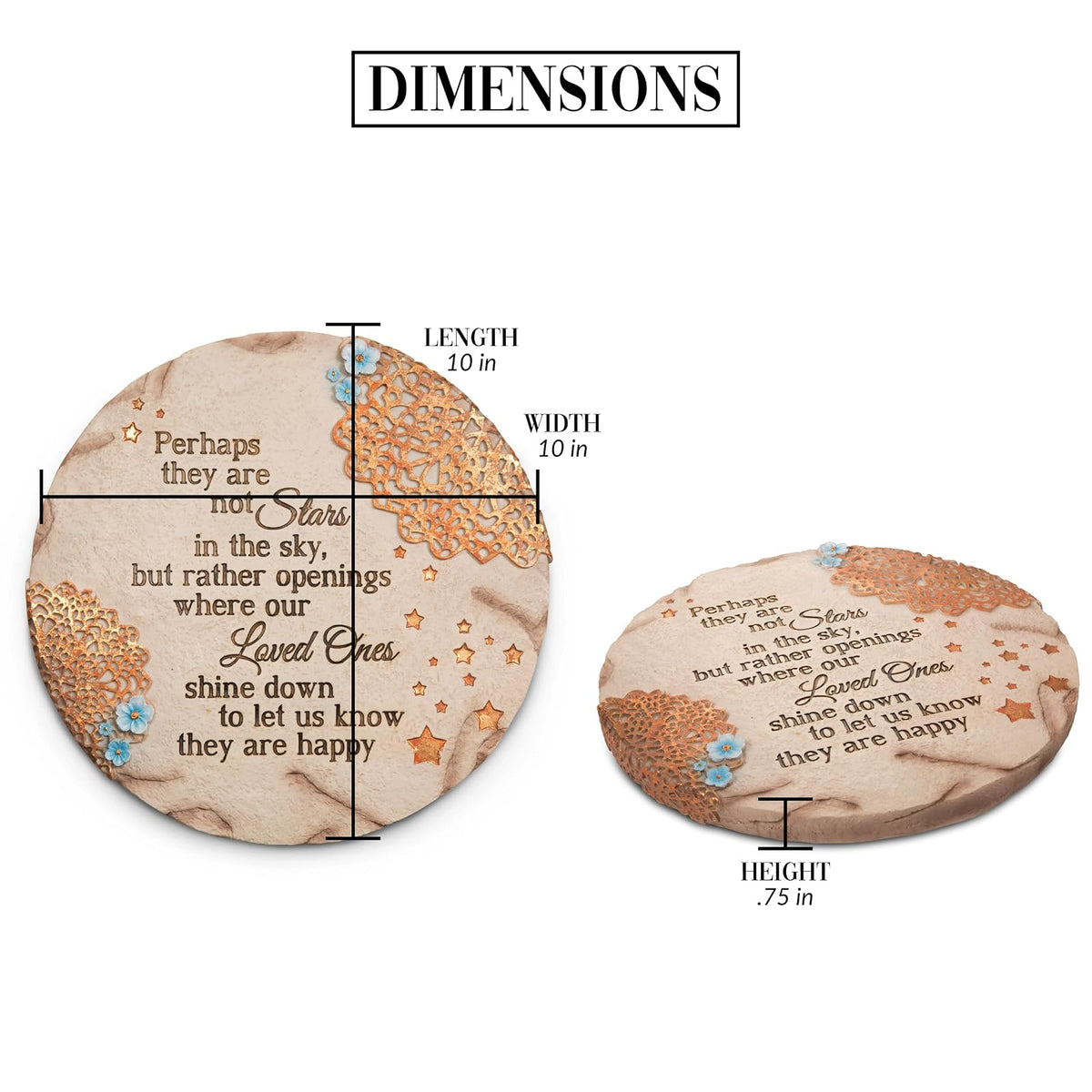 Pavilion Gift Company 19058 Light Your Way - Piedra conmemorativa para jardín, 25,4 cm, diseño de estrellas en el cielo, Cobre