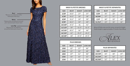 Alex Evenings Vestido Largo de Noche con Lentejuelas y Encaje, Talla Plus Vestido para ocasin Especial para Mujer