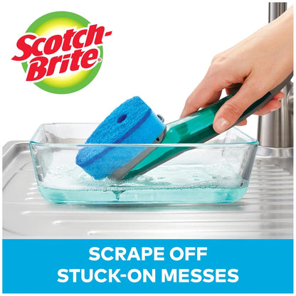 Scotch-Brite Kit avanzado de control de jabón antiarañazos, 1 varita de plato y 5 recambios de esponja, evita que el jabón se filtre, garantía sin fugas, lo mejor para ollas y sartenes antiadherentes,