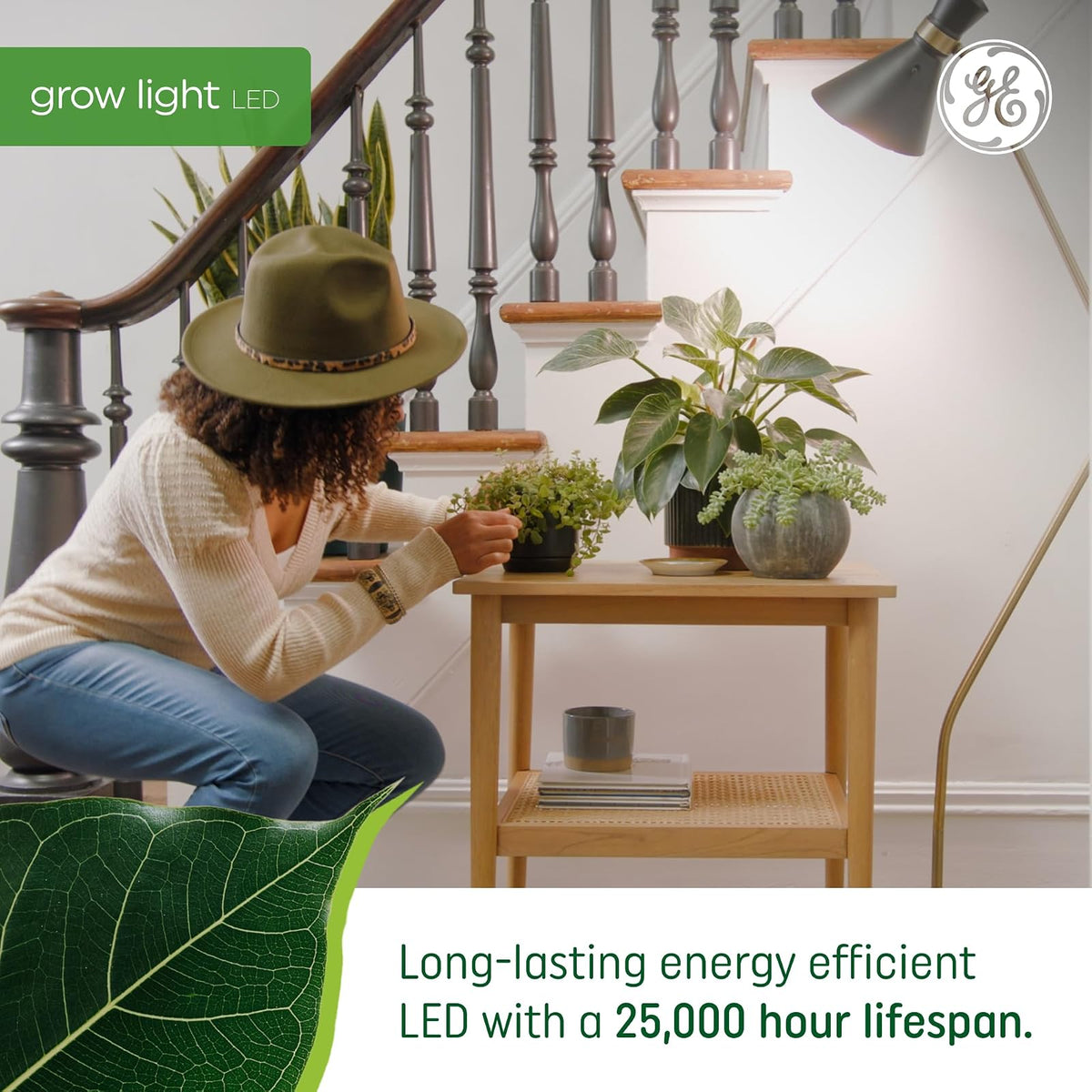 GE - Luces de cultivo para plantas de interior, bombillas LED A19 para flores y frutas con espectro avanzado de luz roja, luz blanca para plantas de interior, 25.000 horas de vida útil, 15 PPF,