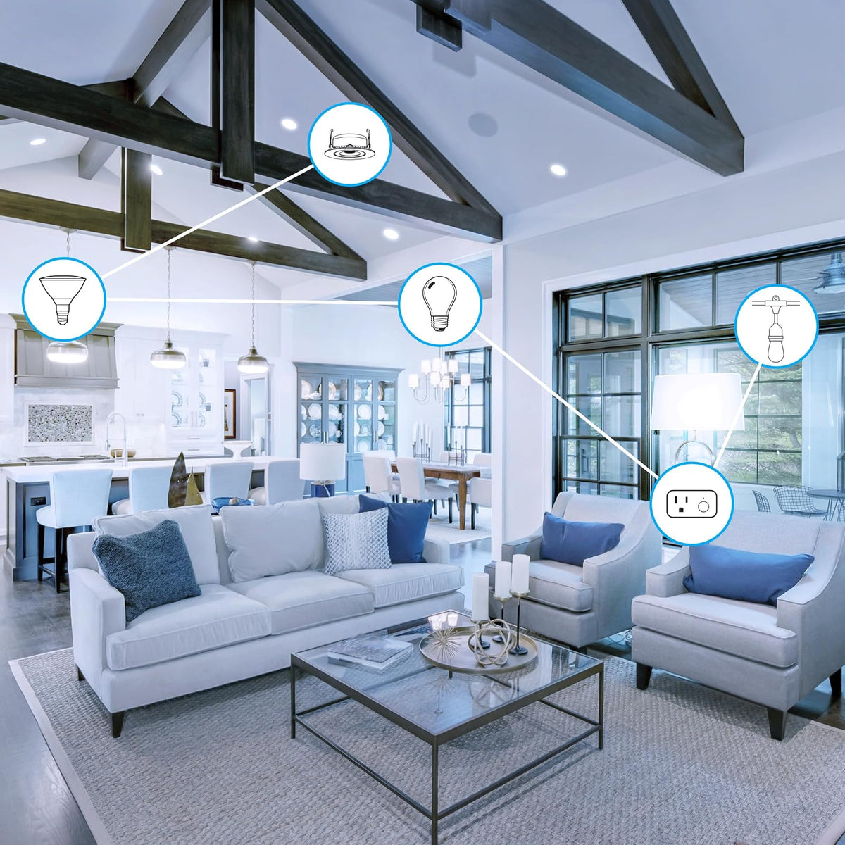 Feit Electric OM60/950CA/AG/3 60 W equivalente WiFi regulable, no requiere concentrador, Alexa o Google Assistant A19 LED Smart Light Bulb, 4.4" H x 2.4" D, 5000K luz de día, 3 piezas
