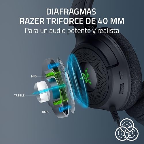 Razer Kraken V4 X Auriculares con Cable para Juegos: Altavoces de 40 mm - Micrófono Cardioide - Almohadillas de Espuma con Memoria - Iluminación RGB Chroma - Cable Tipo C y Tipo A - para PC, Mac, PS5