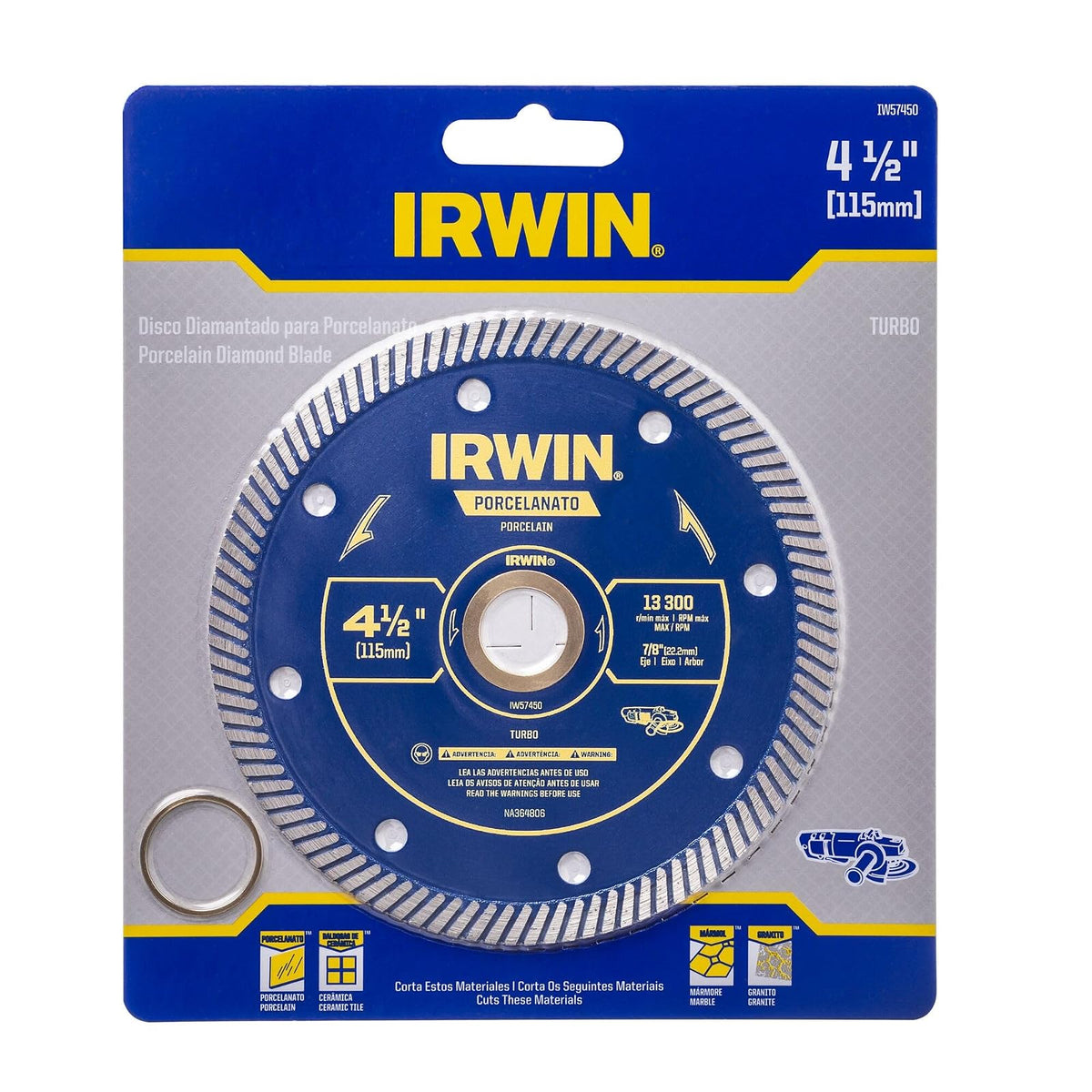 IRWIN Disco de diamante turbo para Porcelanato 4-1/2" (IW57450)