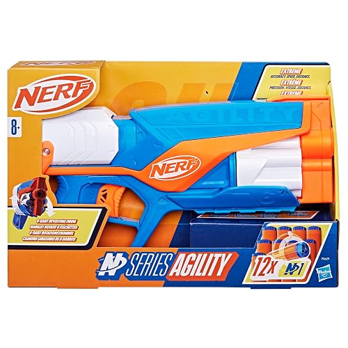 NERF N Series - Lanzador Agility - 12 Dardos N1 - Solo compatibles con los lanzadores N Series - Cilindro de 6 Dardos - Juegos para el Aire Libre