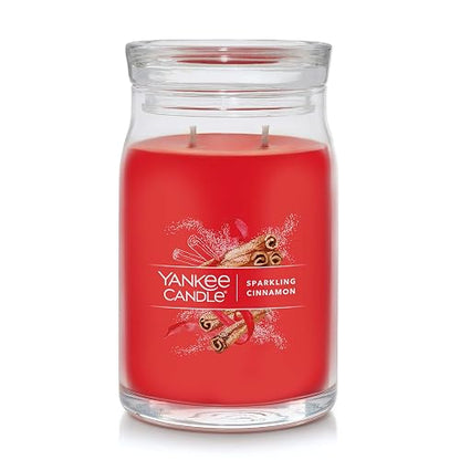 Yankee Candle - Vela de 2 mechas con aroma a canela espumosa, aroma de canela, tarro grande de 20 onzas, más de 60 horas de tiempo de combustión, Navidad | Vela navideña