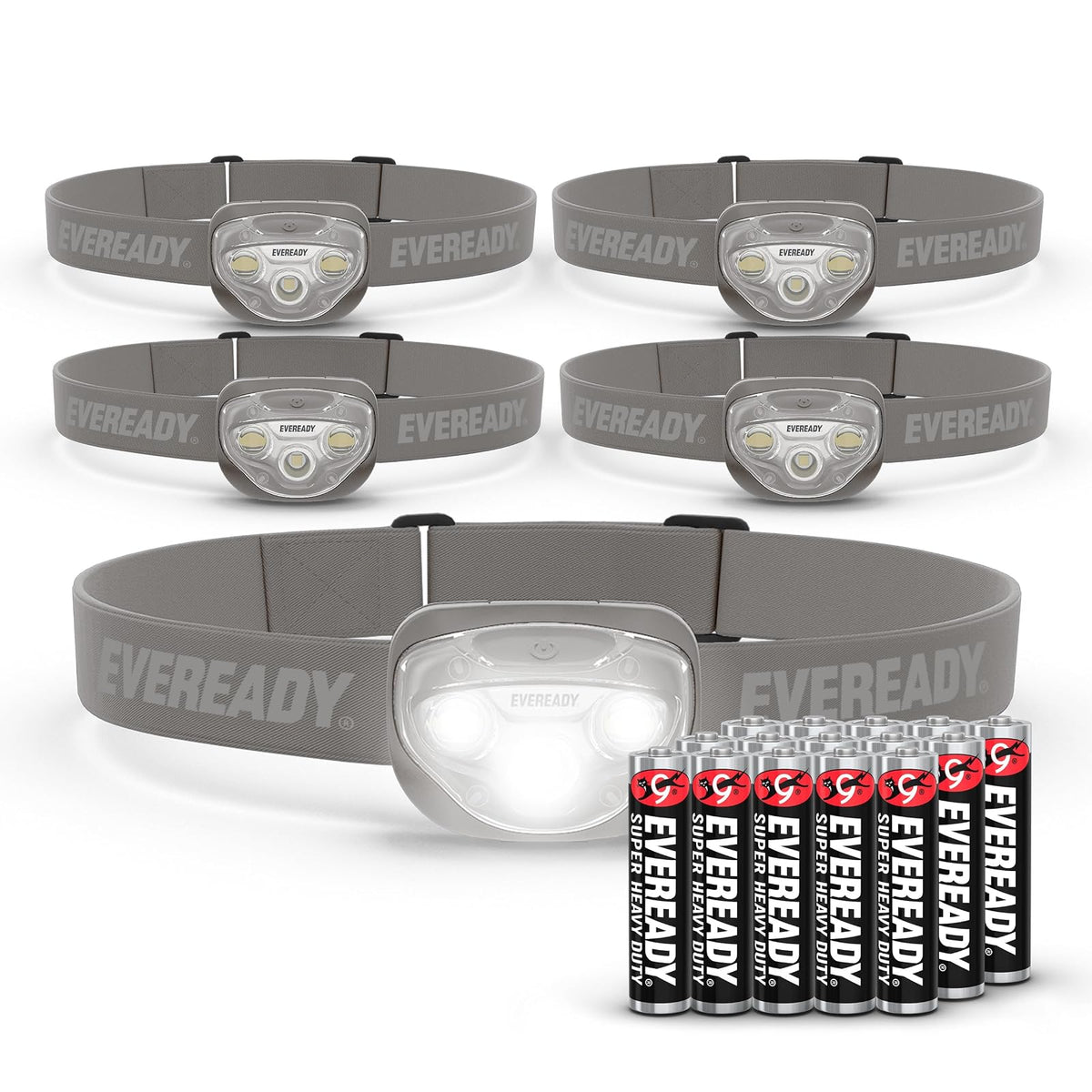 EVEREADY - Faros LED Pro200 [Paquete de 5], IPX4, resistentes al agua, y duraderas para camping, senderismo, corte de energía de emergencia (baterías incluidas)