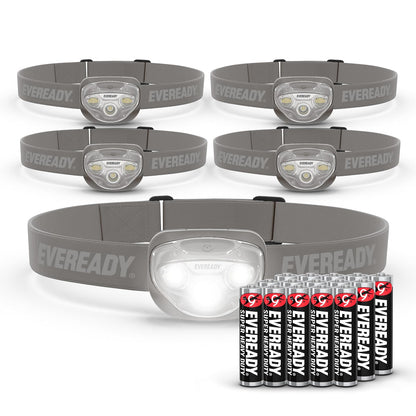 EVEREADY - Faros LED Pro200 [Paquete de 5], IPX4, resistentes al agua, y duraderas para camping, senderismo, corte de energía de emergencia (baterías incluidas)