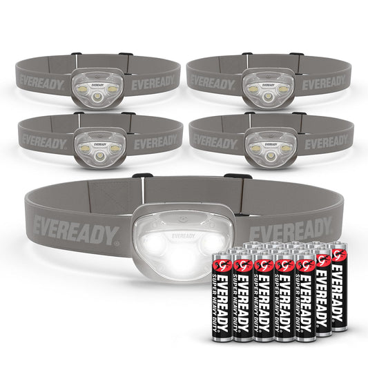 EVEREADY - Faros LED Pro200 [Paquete de 5], IPX4, resistentes al agua, y duraderas para camping, senderismo, corte de energía de emergencia (baterías incluidas)