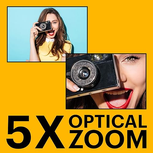Kodak PIXPRO FZ55-RD Cámara Digital de 16 MP, Zoom óptico de 5 x 28 mm, Gran Angular, 1080P, Full HD, Video, cámara de vlogging LCD de 2,7 Pulgadas (Rojo) El Embalaje Puede Variar