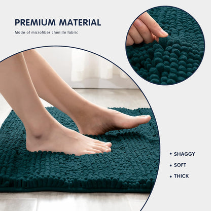 Ouka Alfombras de baño Antideslizantes, alfombras de baño Gruesas, Suaves y absorbentes para baño, Cocina y Entrada (24 x 60 Pulgadas, Verde Azulado)
