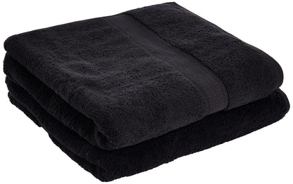 Superior 900 Gram Egyptian Cotton 2-Piece Bath Towel Set, Black | Juego de toallas de lujo de secado rápido, artículos esenciales de baño para baño, baño de invitados, spa, baño de 2 piezas