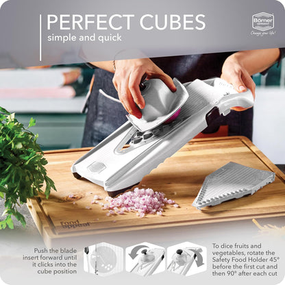 Reston Lloyd - Cortador de alimentos para mandolina Börner V5 (juego Profi) - V-Slicer con 4 inserciones, estación de acoplamiento y soporte para alimentos • Fabricado en Alemania • Picador de frutas