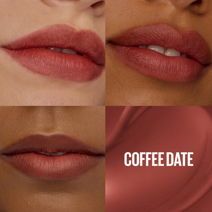 Maybelline Tinta para labios Super Stay Teddy Tint Coffe Date 5ml - Tinta multiusos de larga duración, efecto mate difuminado hasta por 12H, textura suave a los labios, sin transferencias