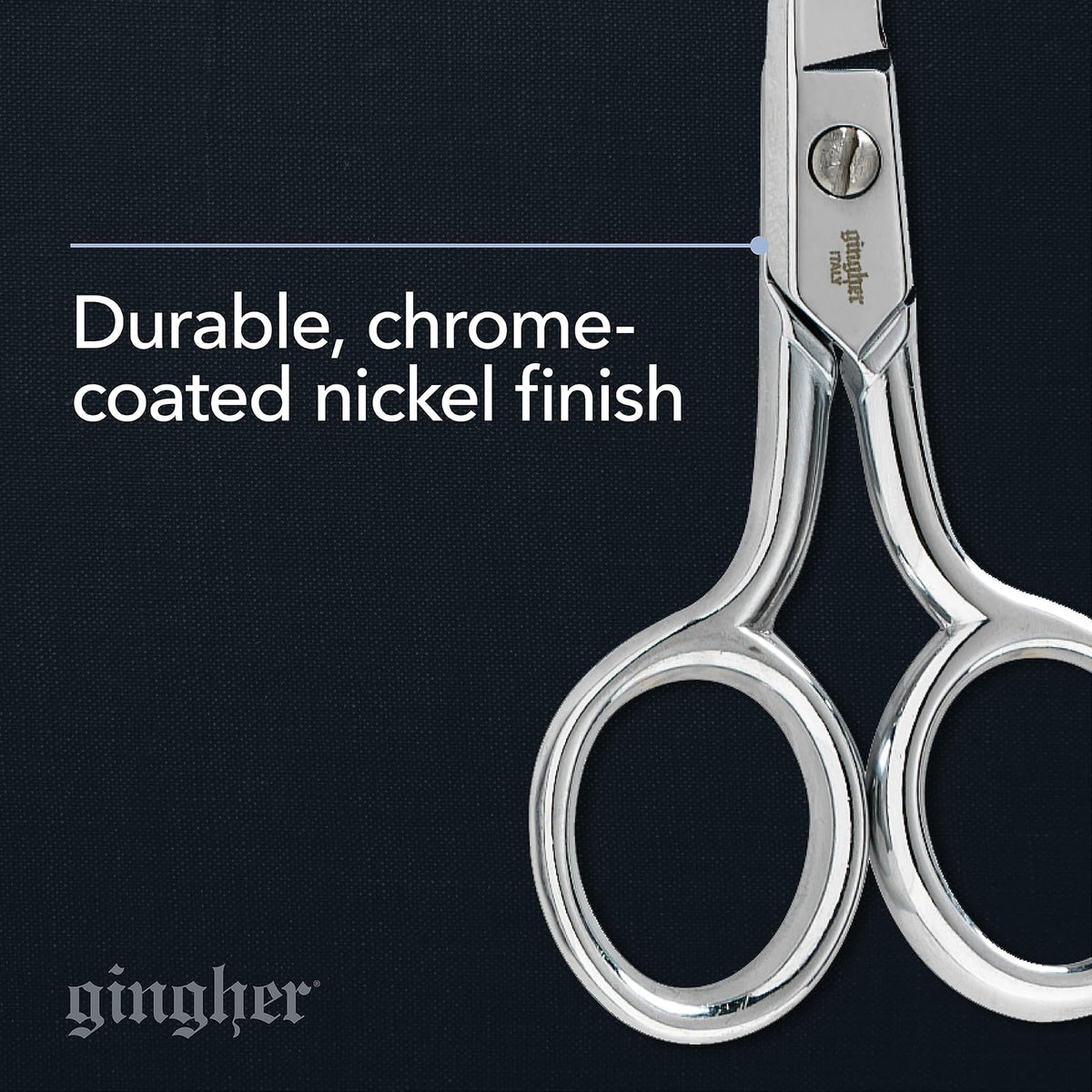 Gingher 4 Inch Curved Embroidery Scissors (01-005273) | Cortes precisos a través de costura y tela, tijeras de acero forjado afiladas, diseño ambidiestro, funda de piel