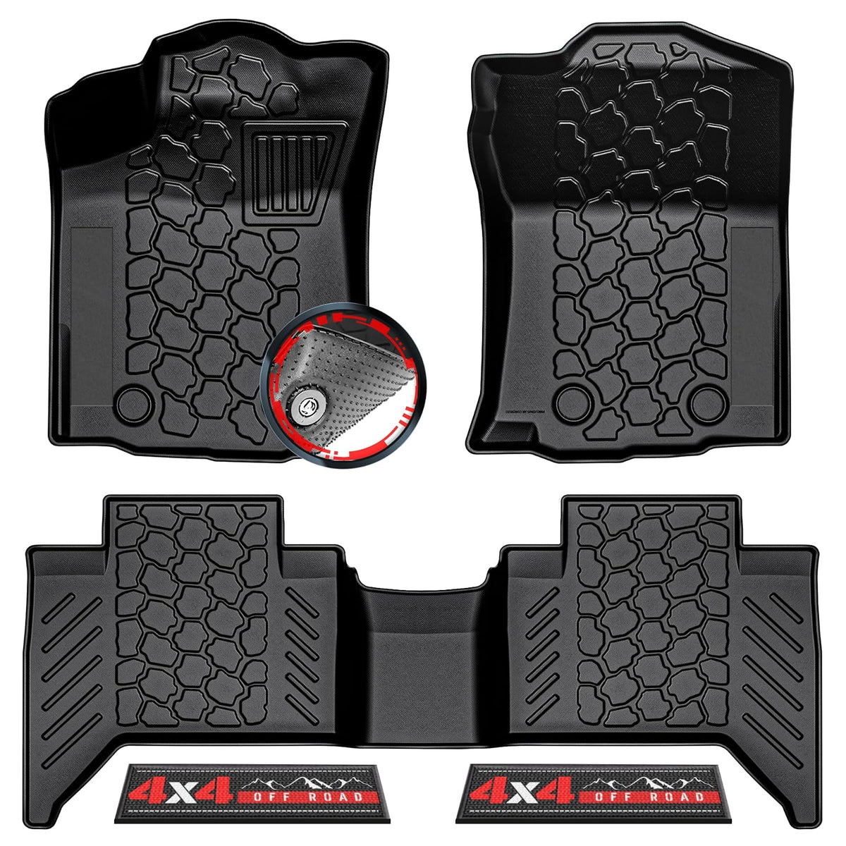 Alfombrillas Antideslizantes para Todo Tipo de Clima, 5 Piezas, Ajuste Personalizado para Toyota Tacoma 2018-2023 (Solo automático) | Revestimientos de Goma para Piso de camión con Tiras