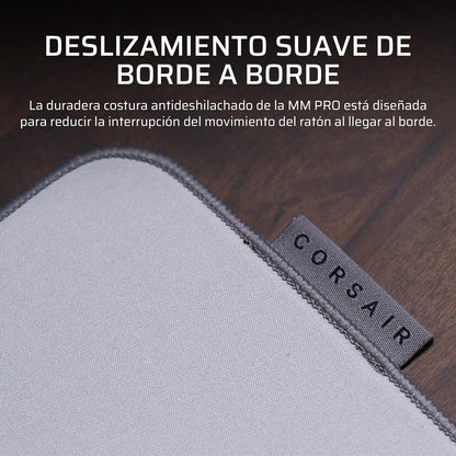 Corsair MM Pro Control Mediana Alfombrilla para Ratón Gaming – Gris | Optimizadas para Esports y para Ajustes de Precisión y Microajustes, Base de Antideslizante, Bordes Inclinados y Cosidos