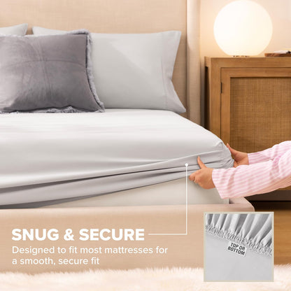 UGG - Juego de sábanas Queen de 4 Piezas de Lujo con Bolsillos Profundos y 2 Fundas de Almohada, hipoalergénicas, Lavables a máquina, Suave, Ligero, para recámara, Queen, Gris Piedra (Hedi)