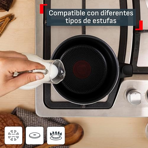 T-fal Lechero 14 cm Hard Titanium Plus con antiadherente y termo señal, C3823883