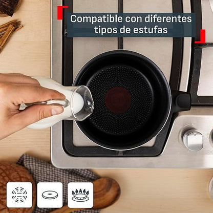 T-fal Lechero 14 cm Hard Titanium Plus con antiadherente y termo señal, C3823883