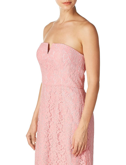 Donna Morgan Women's Reese Long Strapless Lace, Something Blue