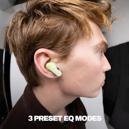 Skullcandy Smokin' Buds Auriculares In-Ear Inalámbricos, 20 h de Autonomía, 50 % de Plásticos Renovables, Micrófono, Compatibles con iPhone Android y Dispositivos Bluetooth, Verde