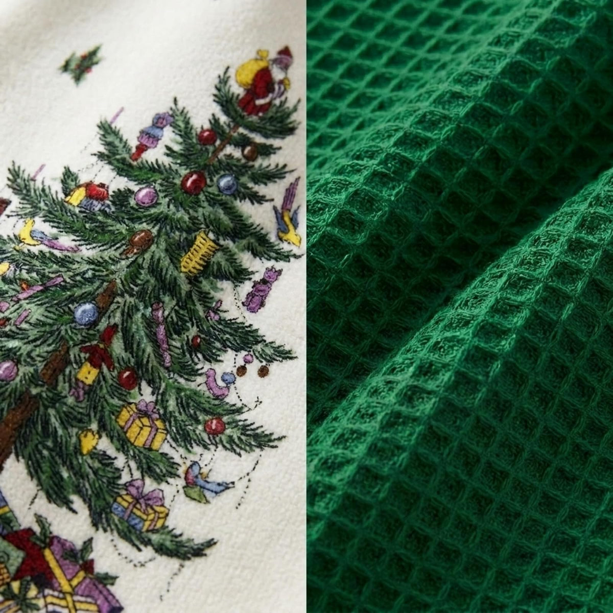 Spode - Juego de Toallas de 3 Piezas, Toallas de Cocina de algodón Suave y Absorbente, decoración del hogar de día Festivo, colección de árbol de Navidad