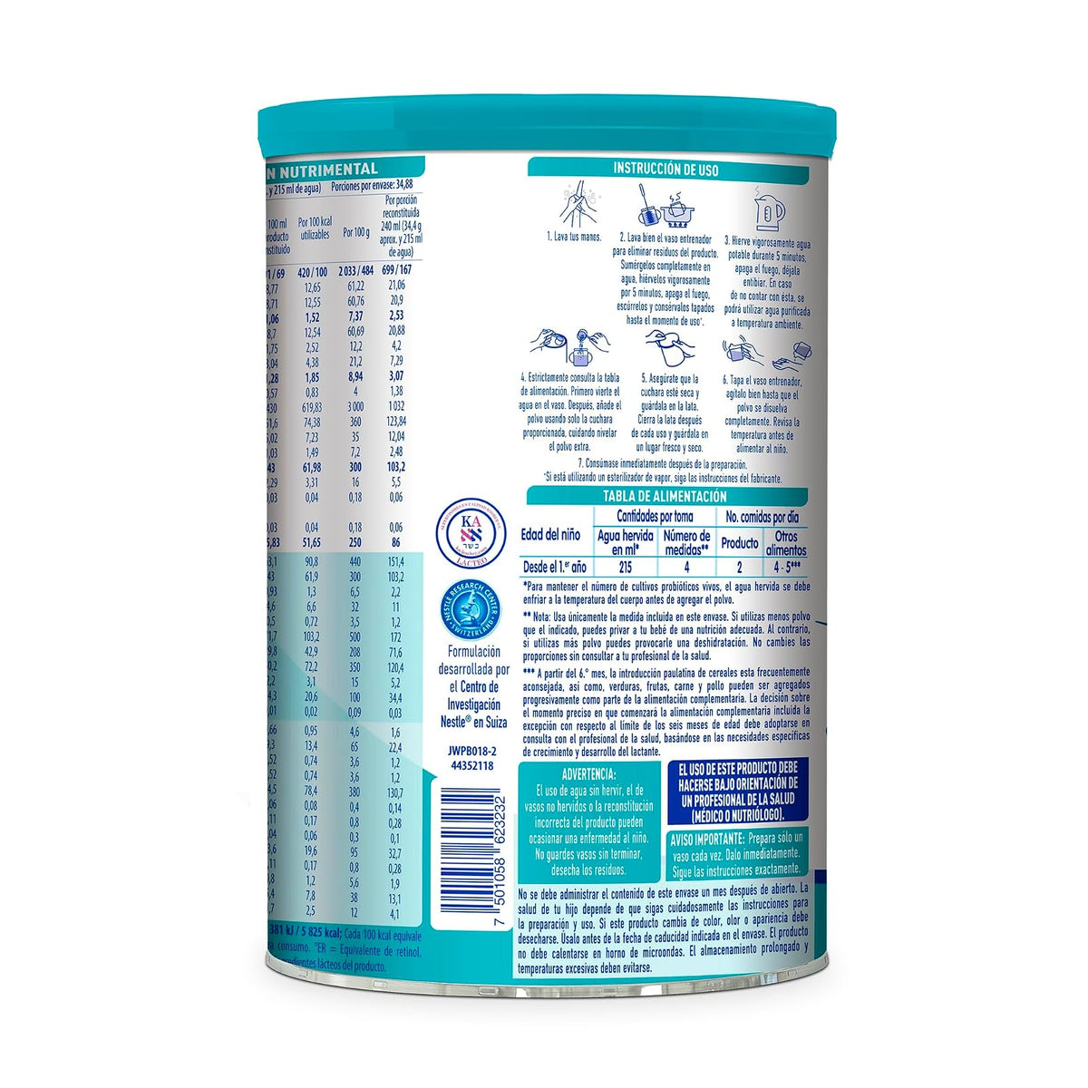 NAN 3 Optimal Pro, Alimento Para Niños A Base de Leche, 1 Año, Lata 1.2 kg