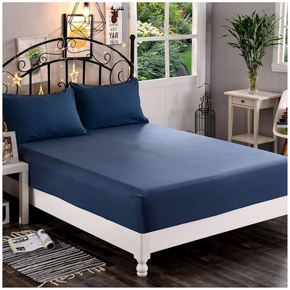 Sábana Bajera Ajustable Elegant Comfort de Microfibra - Azul marino - King