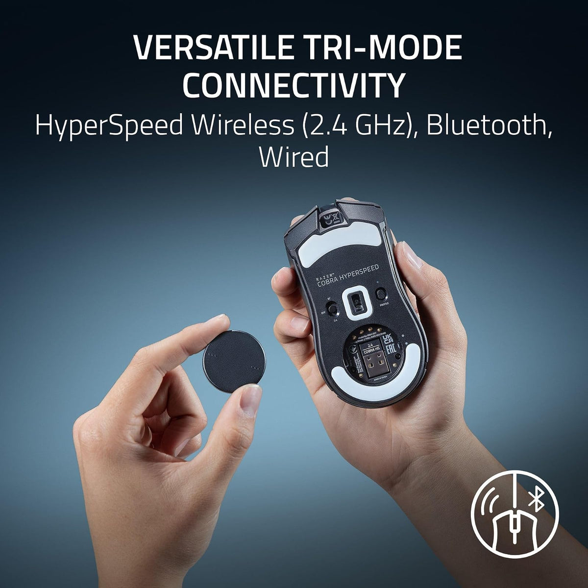Razer Cobra HyperSpeed Wireless Gaming Mouse: 9 Customizable Controls - RGB Lighting - Optical Scroll Wheel - Optical Switches Gen-4-26K Sensor - 2.4GHz, Bluetooth & USB C - Up to 170 HR Battery